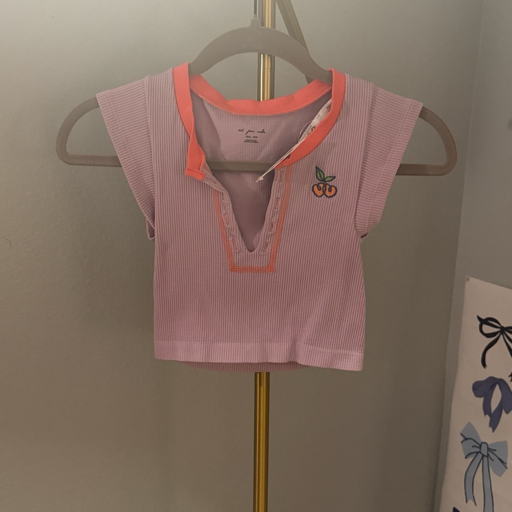 Cherry Embroidered Purple Top